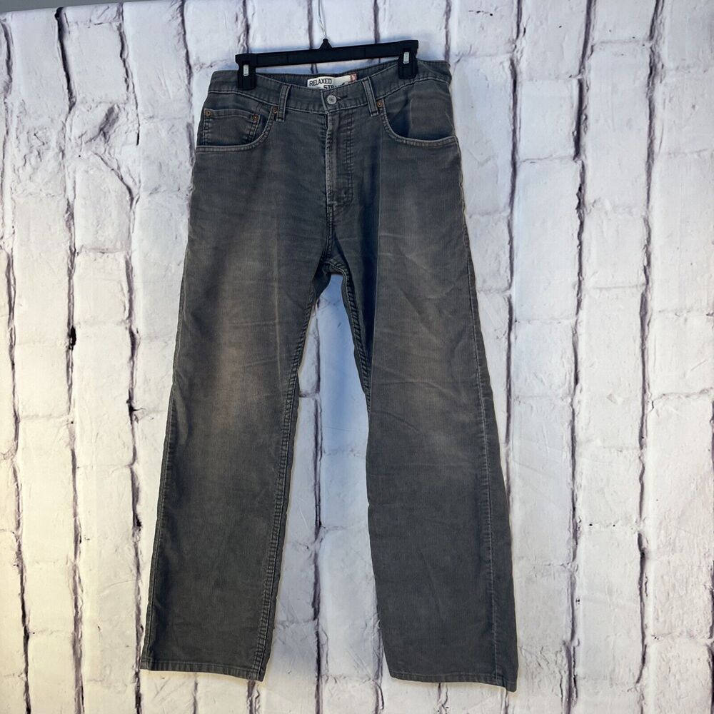 Levis Jeans Mens 32x30 Gray Corduroy Pants 559 Relaxed Straight Used Some Fade